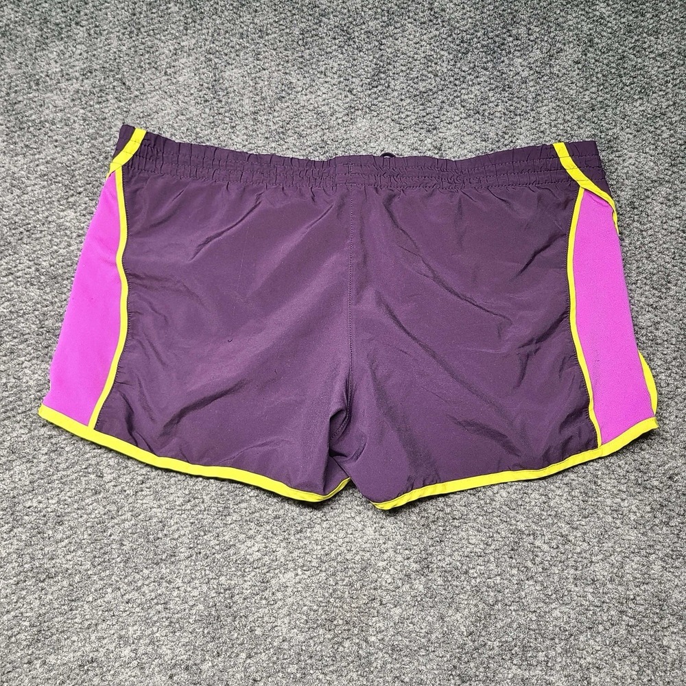 Adidas Women Athletic Climalite‎ Shorts Size M Purple Pink Yellow Colorblock Gym